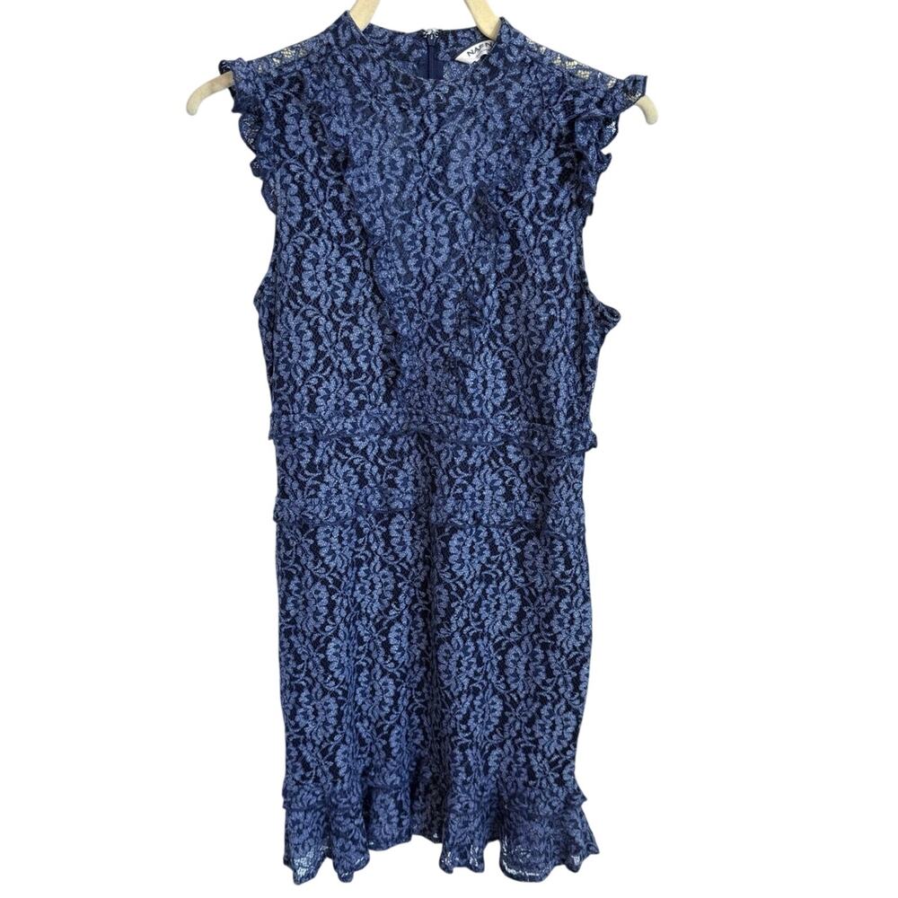 NAF NAF Blue Lace Dress Ruffles Sz M Cottagecore Romantic